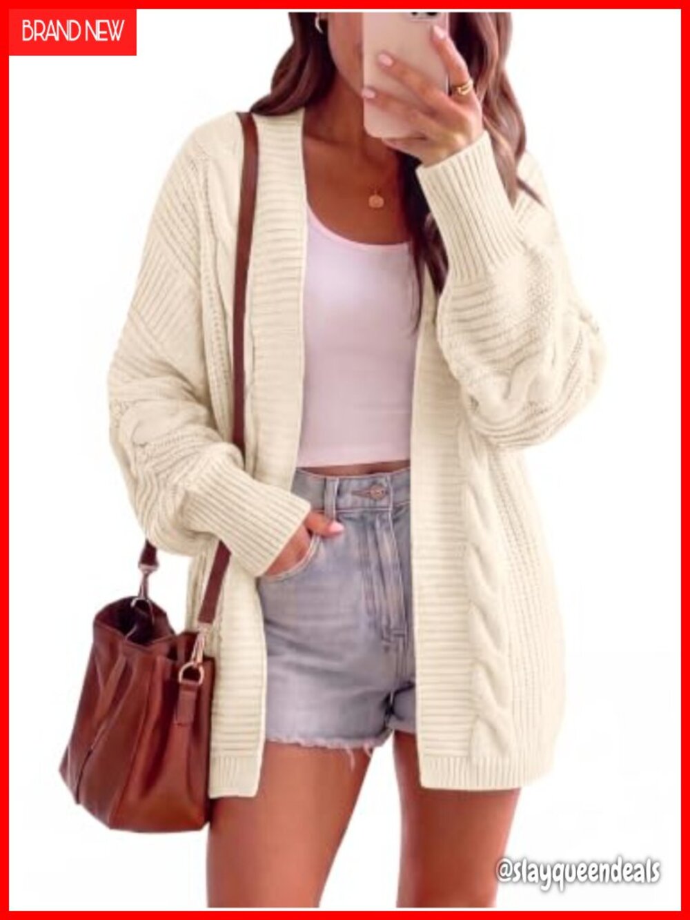 Womens Batwing Sleeve Open Front Cable Knit Cardigan Sweater